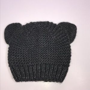 GAP Kids Gray Metallic Bear Knit Hat Size XL